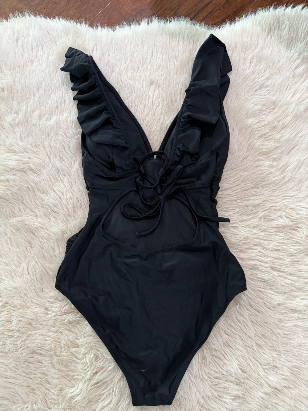 Cupshe Black Ruffle One-Piece Swimsuit